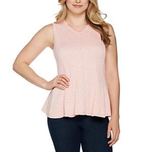 NEW H by Halston Sleeveless Jacquard Peplum Top, Large